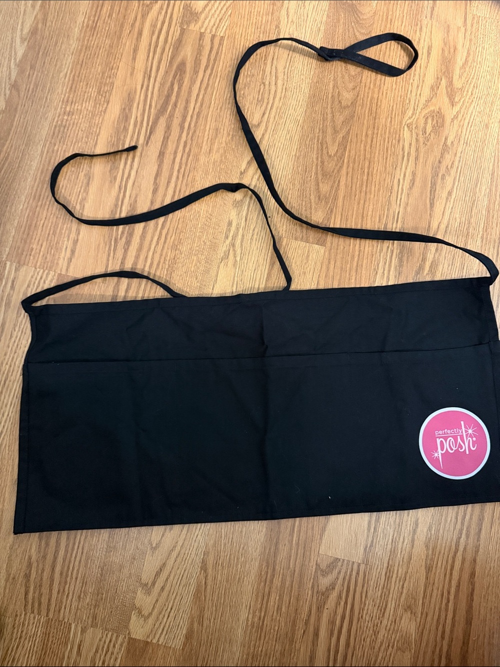 Perfectly Posh Black Waist Apron with Pink Logo